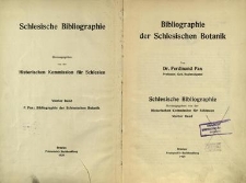 Schlesische Bibliographie. Bd. 4. Bibliographie der Schlesischen Botanik