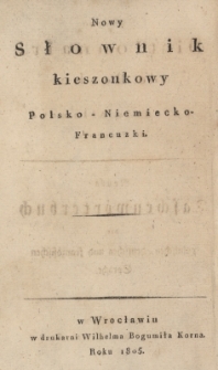 Nowy słownik kieszonkowy polsko-niemiecko-francuski