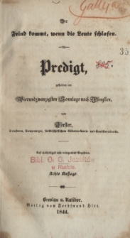Predigt gehalten am 24. Sonntage nach Pfingsten