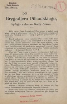 Do Brygadjera Piłsudskiego, byłego członka Rady Stanu
