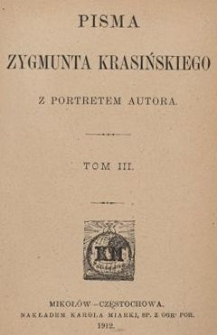 Pisma Zygmunta Krasińskiego z portretem autora. T. III