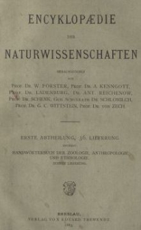 Handw&ouml;rterbuch der Zoologie, Anthropologie und Ethnologie. Bd.3, Lfg.10
