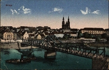 Brzeg : Most Odrzański z wjazdem na nieistniejącą już dziś ul. Celną zburzoną po 1945 roku