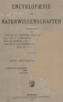 Handw&ouml;rterbuch der Zoologie, Anthropologie und Ethnologie. Bd.5, Lfg.23