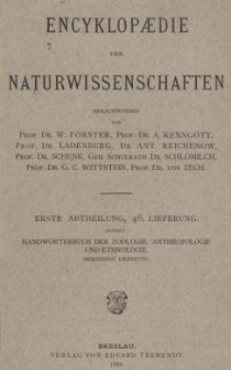 Handw&ouml;rterbuch der Zoologie, Anthropologie und Ethnologie. Bd.4, Lfg.17