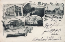 Lewin Brzeski : fabryka cukru, dworzec, gospoda Policka, dom strzelecki, rynek z ratuszem